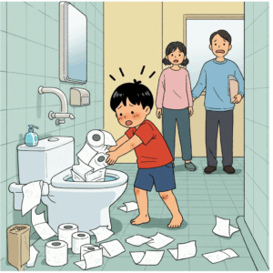 トイレットペーパーの大量使用